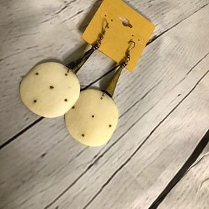 Bone and Brass Horn Earrings